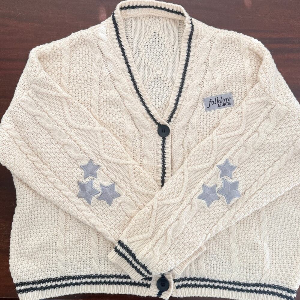 Taylor Swift | The Cardigan 2020 Folklore cream cable knit sweater | size XL/2XL